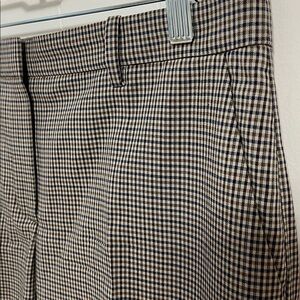 NEW Theory Treeca 4 Hartford Woven Wool Brown Tan Plaid Check Trousers Pants 6